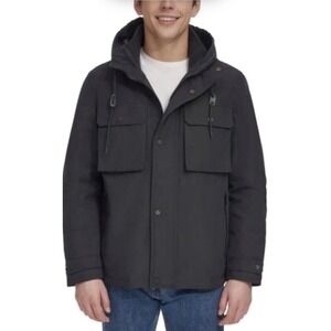 Marc New York Andrew Marc  Men's Jacket Hooded Size Large.  Color Gray.